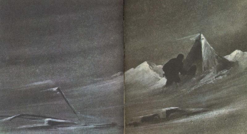 william r clark wilson fangade med stor inlevelse dramatiken och ogastvan ligheten i polarlandskapet i manga av sina skissr ovan ses en isformation pa rossons strand